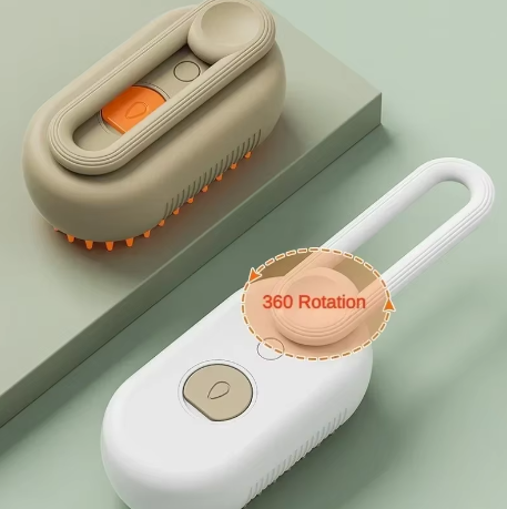 Cepillo de vapor eléctrico para gatos – peine de aseo 3 en 1 para mascotas con spray de agua para gatos y perros, recargable por USB